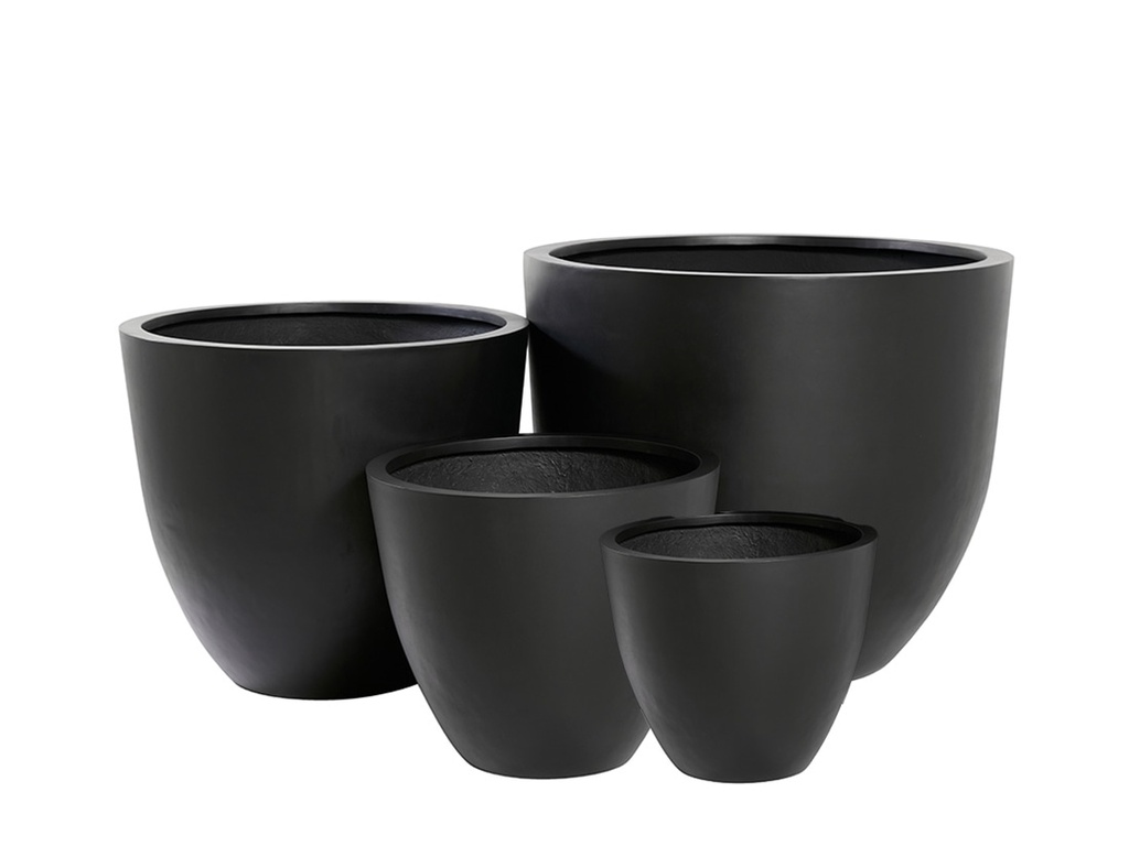 [FG-0012BLK-S4] DEEP BOWL PLANTER, BLACK POLY FIBER, SET OF 4- 35.5"x31.5", 27.5"x23.5", 19.5"x17.5", 15.5"x14"