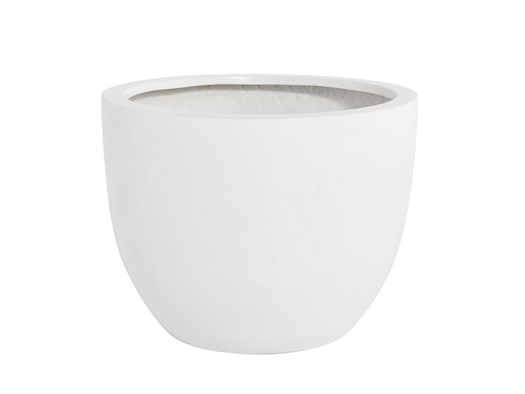 [FG-0012WHI-S5] DEEP BOWL PLANTER,  WHITE POLY FIBER, SET OF 5-  43.5"x37.5", 35.5"x31.5", 27.5"x23.5", 19.5"x17.5", 15.5"x14"