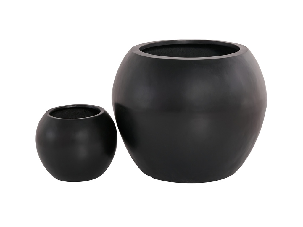[FG-0023BLK-S2] SPHERE PLANTER, BLACK, SET OF 2- 24.5"X18.5", 12.0"X9.5"