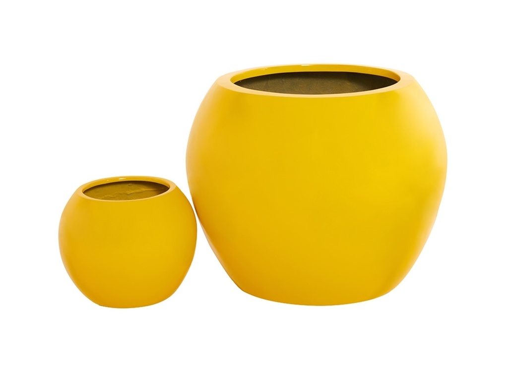 [FG-0023GYL-S2] SPHERE PLANTER, GLOSSY YELLOW, SET OF 2-24.5"X18.5", 12.0"X9.5"