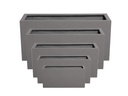 RECTANGULAR BOX PLANTER DARK GREY POLY FIBERS, SET OF 5- 59"x24.5"x27.5", 47"x19.5"x21.5", 39.5"x15.5"x19.5", 31.5"x12"x15.5" ,23.5"x10"x12"