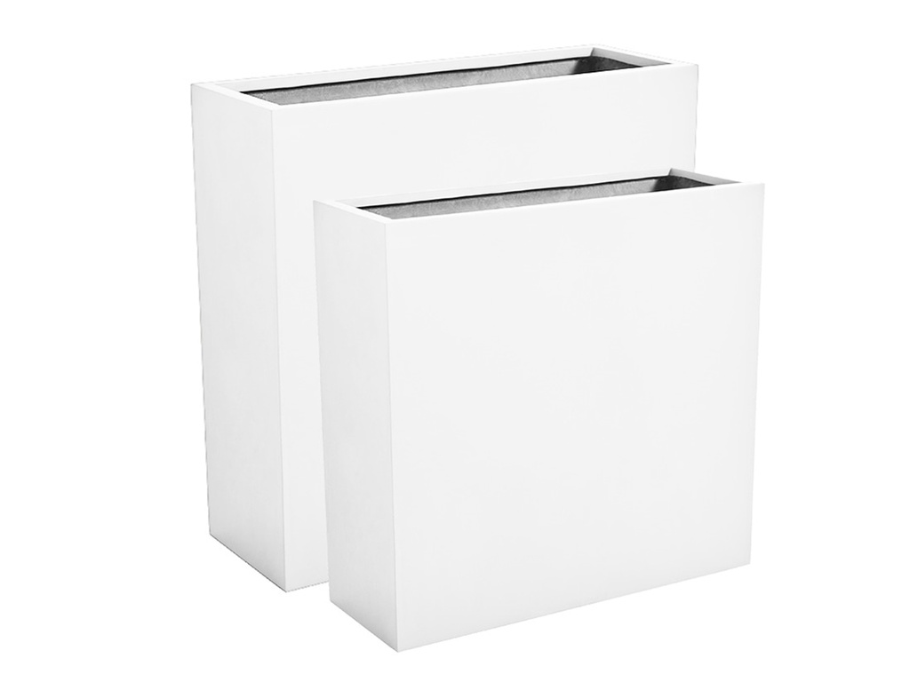 [FG-0128WHI-S2] RECTANGULAR TALL PLANTER BOX WHITE POLY - RESIN POTS, SET OF 2- 42.5"x15.5"x40" 33"x12"x31.5"