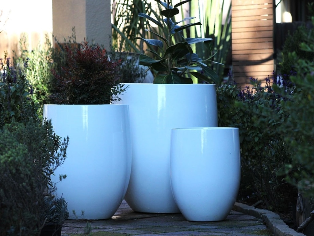 [FG-3166GWH-S3] MILANO TALL PLANTER, GLOSSY WHITE, SET OF 3- 26"X32", 20.5"X27", 16"X21.5"