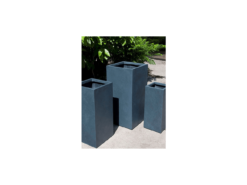 [FS-0002DGY-S3] TALL SQUARE FIBER PLANTER, DARK GREY, SET OF 3 - 14.0"x28.0", 11.0"x24.0", 9.0"x21.0"