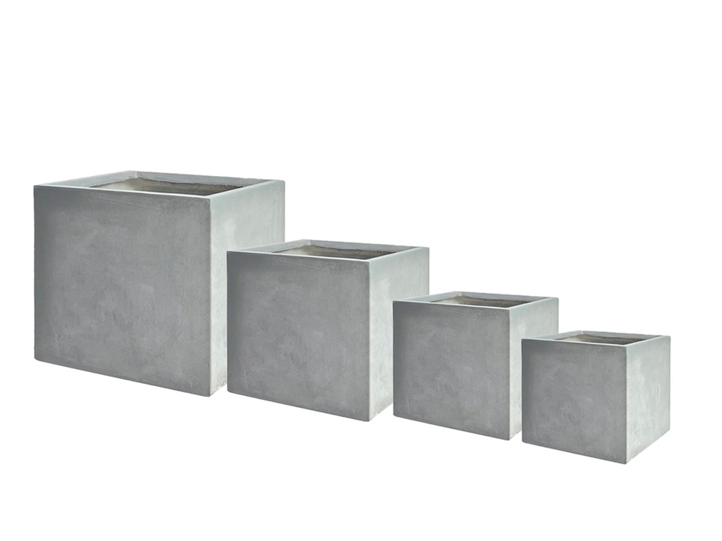 [FS-0003CML-S3] CUBE PLANTER, CEMENT LIGHT,  SET OF 3- 14"x14", 12"x11.5", 9.5"x8.5"