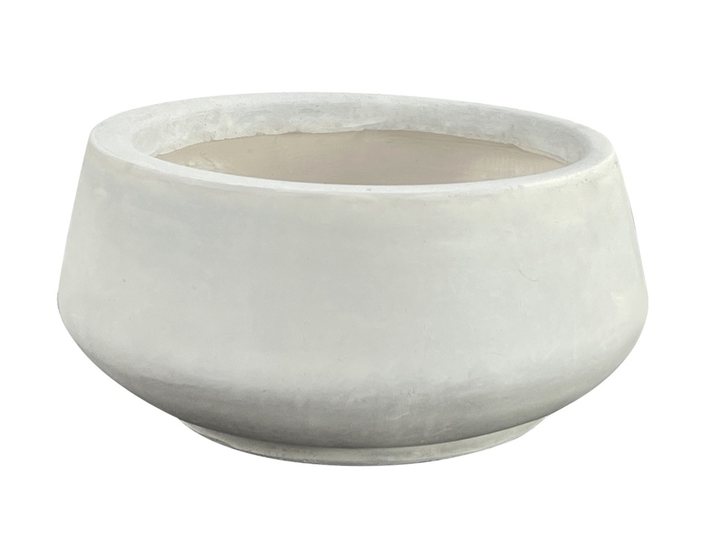 [FS-0022CMW-S4] RADIUS BOWL PLANTER CEMENT WHITE, SET OF 4- 21.5"x10", 17"x8", 12.5"x6", 8.5"x4.5"