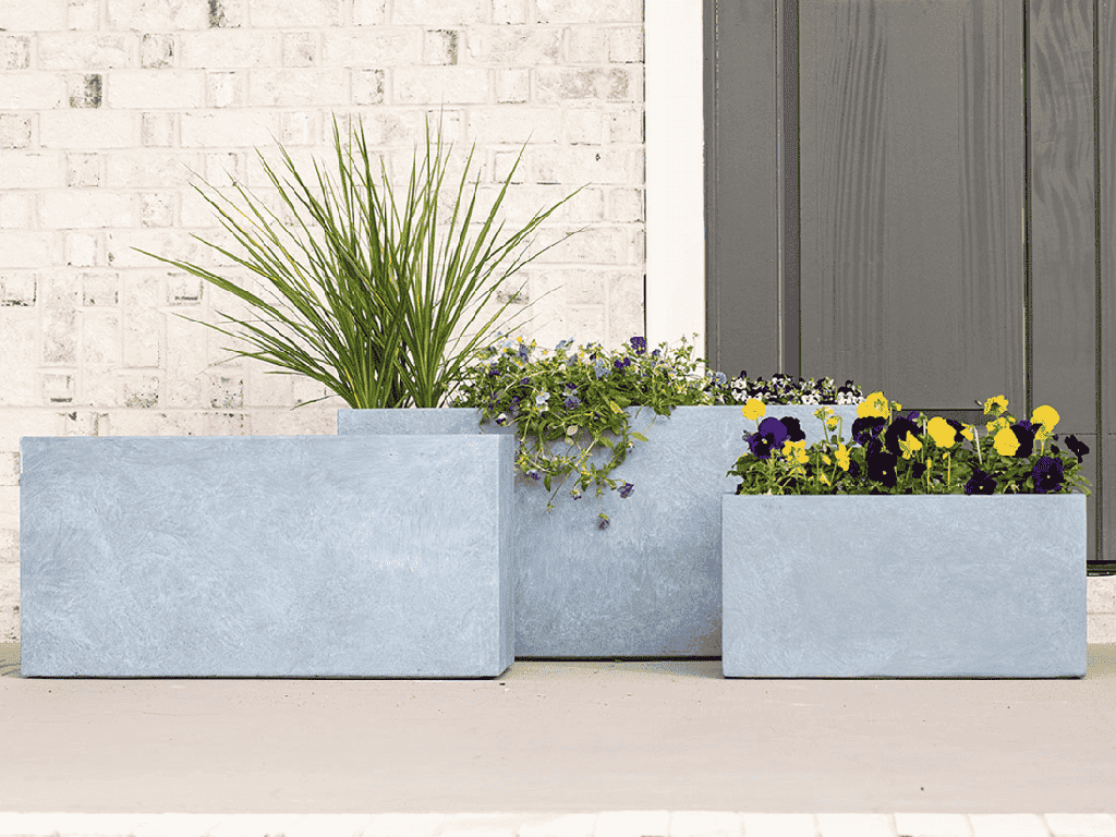 [FS-0147CLG-S3L] RECTANGULAR FIBER PLANTER, DARK CONCRETE LIGHT GREY, SET OF 3 - 39.5" X 16.0" X 18.0", 32.0" X 13.0" X 15.5", 24.0" X 10.5" X 12.0", ABC