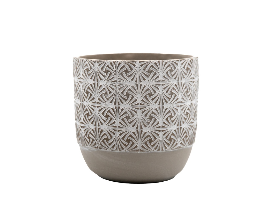 [IC-0017CCG-C4] FLOWER PATTERN POT, CONCRETE GREY, 7.5"X7.5", SOLD IN CASE OF 4