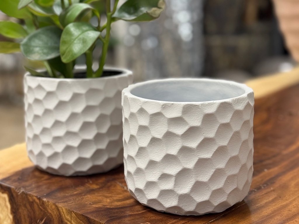 [IC-0053CLG-C12] ART DÉCOR HONEY COMB PLANTER, CONCRETE LIGHT GREY, 4.5"X3.5" SOLD IN CASE OF 12
