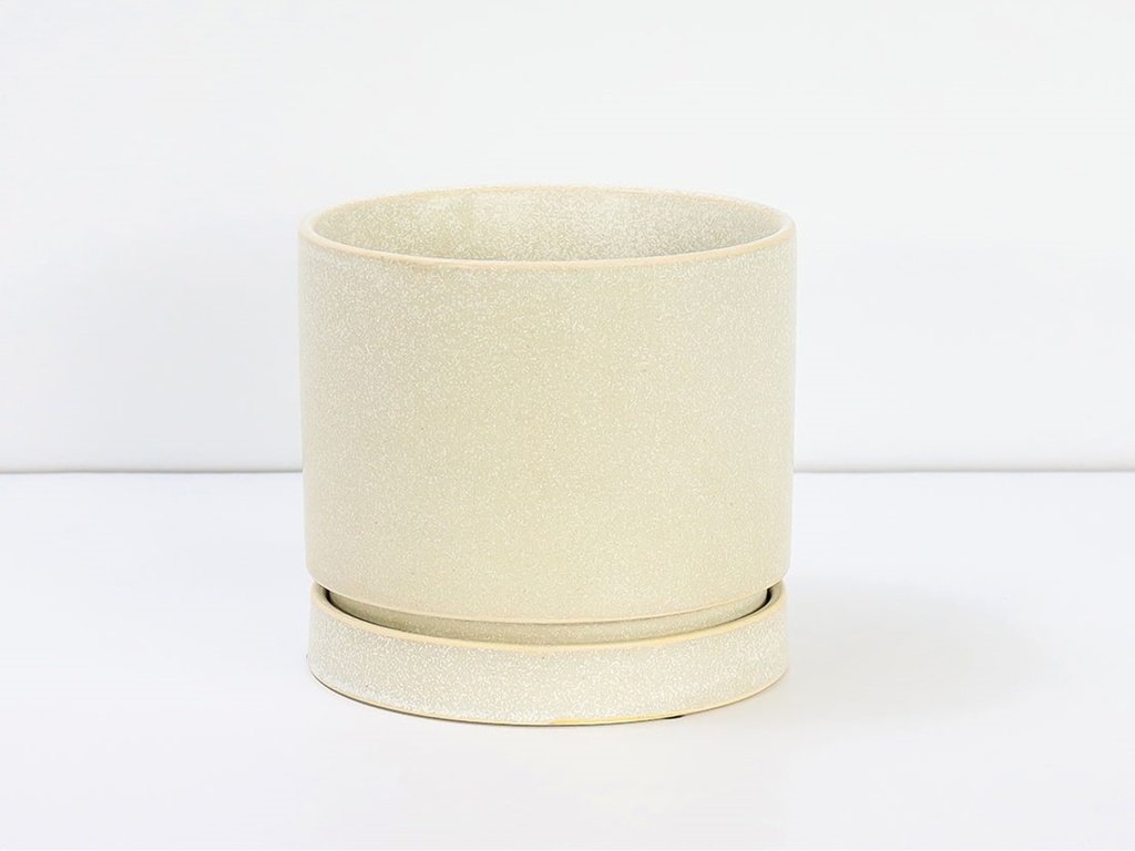 [IP-DA2560WDS-B-C6] CARMEL ATTACHED SAUCERS PLANTERS, WHITE DAISY, 6.0"X5.5", CASE OF 6