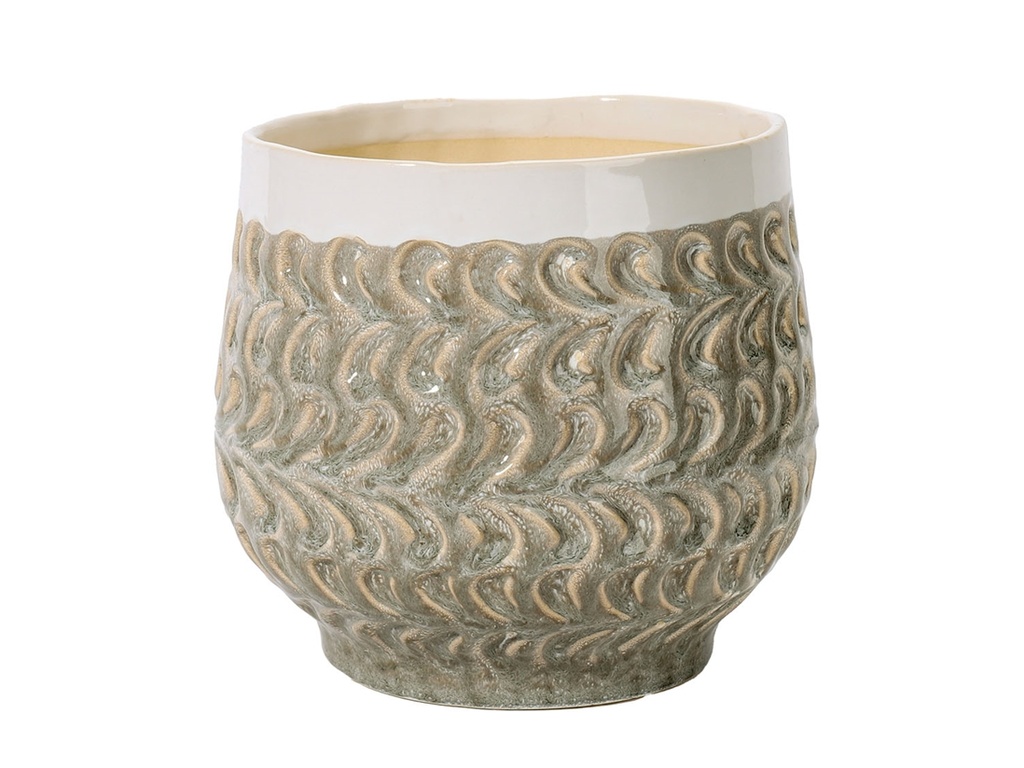 [IP-DG2216PGY-B-C2] TEAR DROP PLANTER CUP, PEBBLE GREY, 7.5"X6.5", SOLD IN CASE OF 2