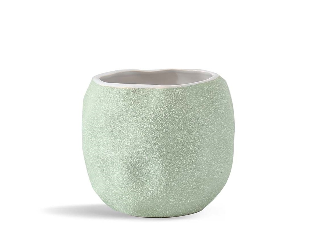 [IP-DG2294SSG-C-C4] HAND FORMED GROWER POT, SAND SAGE GREEN, 6.5"X5.0", CASE OF 4