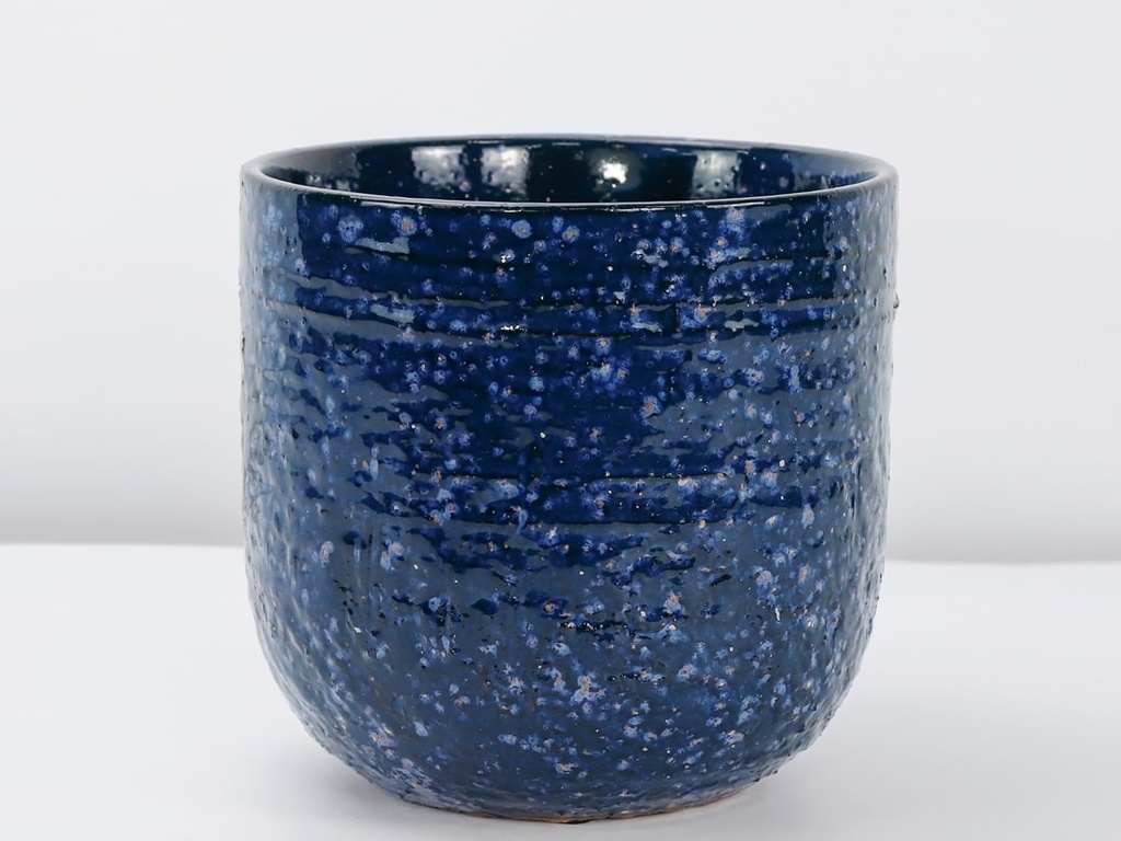 [IP-DG2374IDS-A-C4] PEBBLE BEACH PLANTER, INDIGO SPLASH, 6.5"X6.0", CASE OF 4