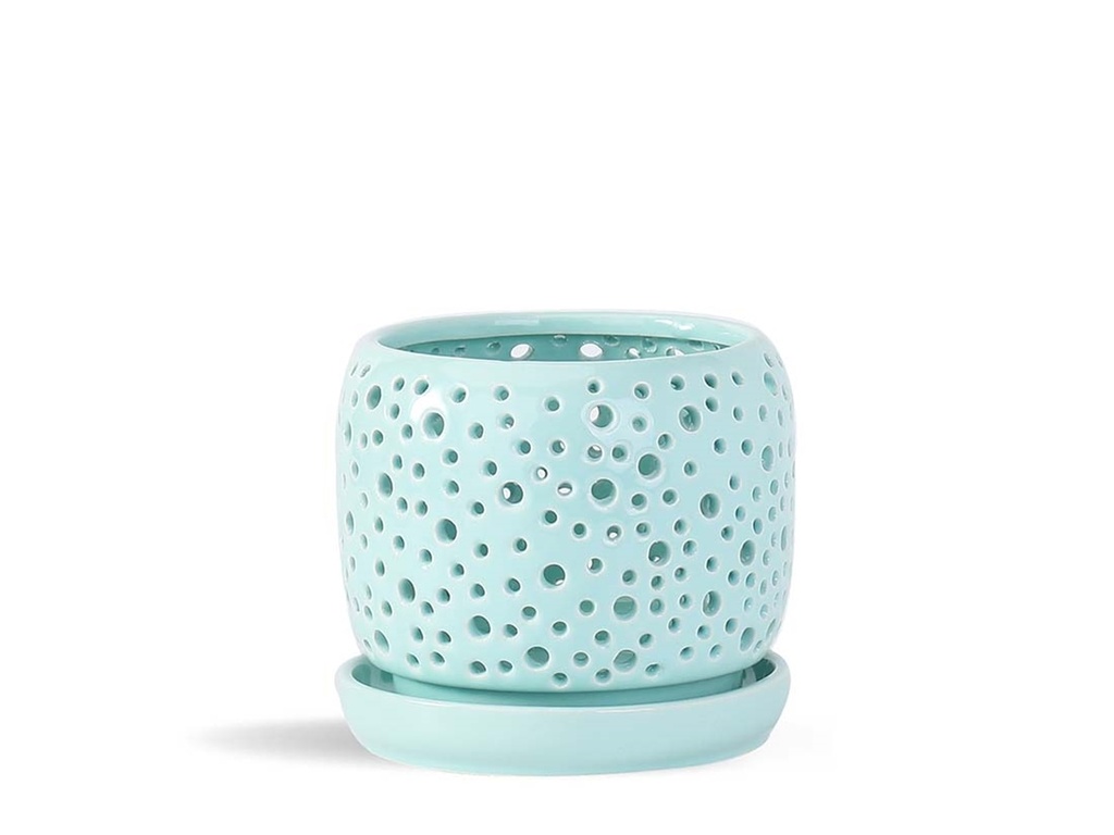 [IP-DO2359PLG-B-C6] RAIN DROP ORCHID PLANTER, PASTEL LIGHT GREEN, 6.0"X5.5", CASE OF 6