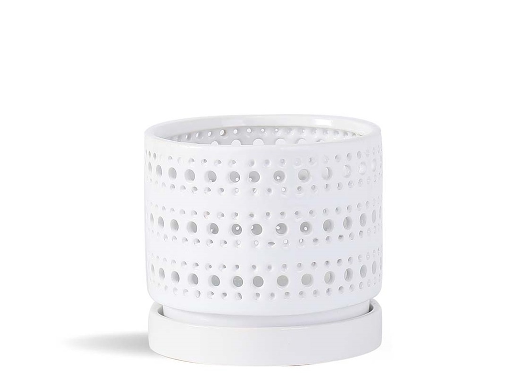 [IP-DO2360BWH-A-C4] MOON GATE ORCHI ORCHID PLANTER, BRIGHT WHITE, 7.5"x6.5", CASE OF 4