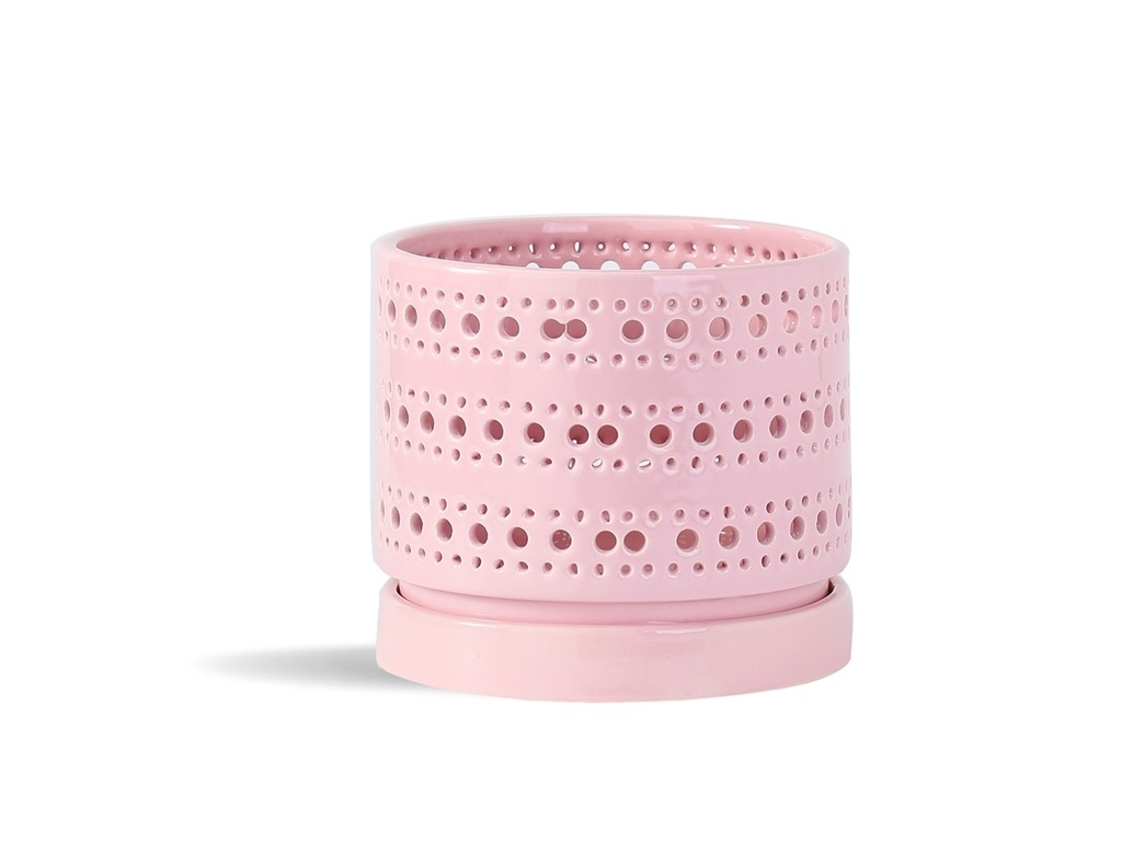 [IP-DO2360PBP-B-C6] MOON GATE ORCHI ORCHID PLANTER, PASTEL BABY PINK, 6.0"X5.5", CASE OF 6