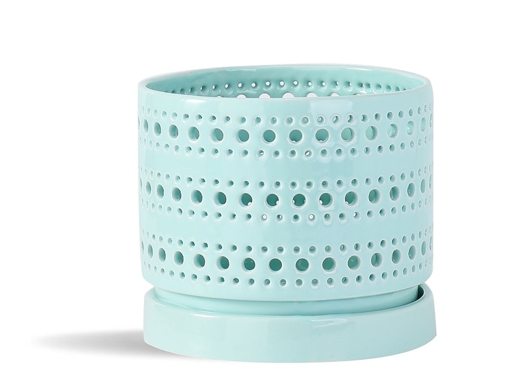 [IP-DO2360PLG-A-C4] MOON GATE ORCHI ORCHID PLANTER, PASTEL LIGHT GREEN, 7.5"x6.5", CASE OF 4