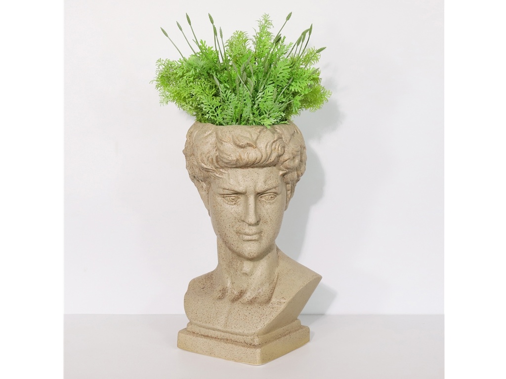 [IP-DS2105RWH-C2] BARDINI HEAD PLANTER, ROCK WHITE, 9.5"X9.0"X16.5", SOLD IN CASE OF 2