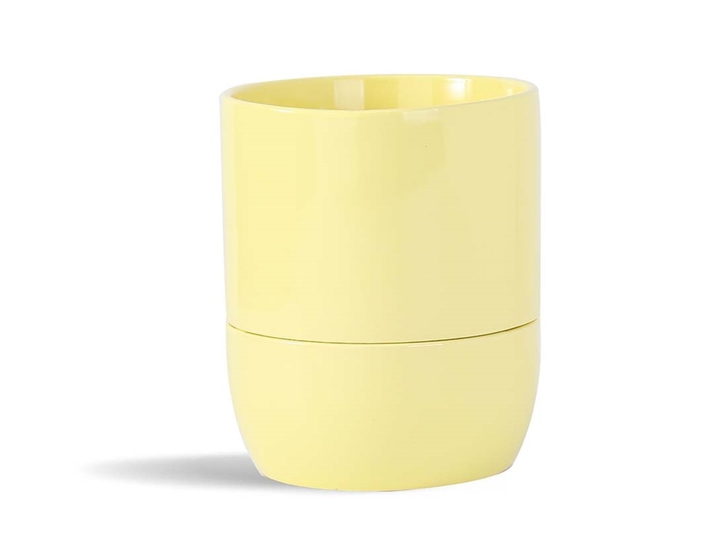 [IP-DS2292PYL-B-C4] URBAN DWELLER SELF-WATERING POT, PASTEL YELLOW, 6.5"X6.5", CASE OF 4