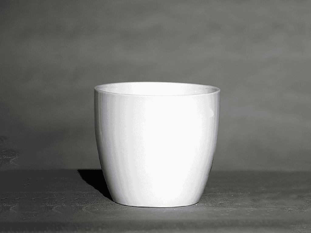 [IP-MC2021GWH-C8] PEACE LILY CACHE POT, GLOSSY WHITE, 6.5"X5.5", SOLD IN CASE OF 8