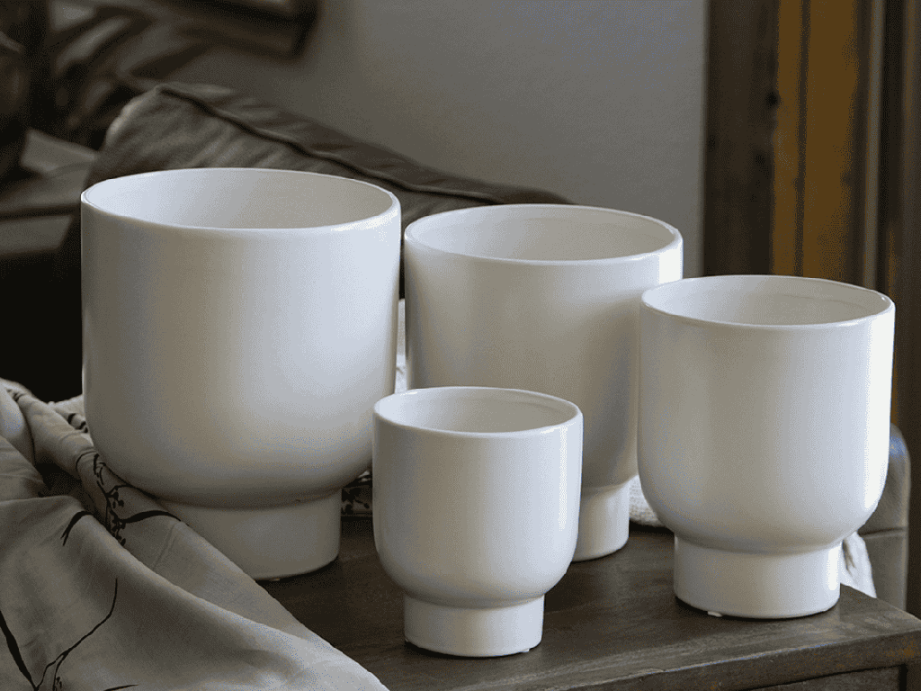 [IP-MC2033MWH-C6] MONSTERA CACHE POT, MATTE WHITE, 7.0"X8.0", SOLD IN CASE OF 6