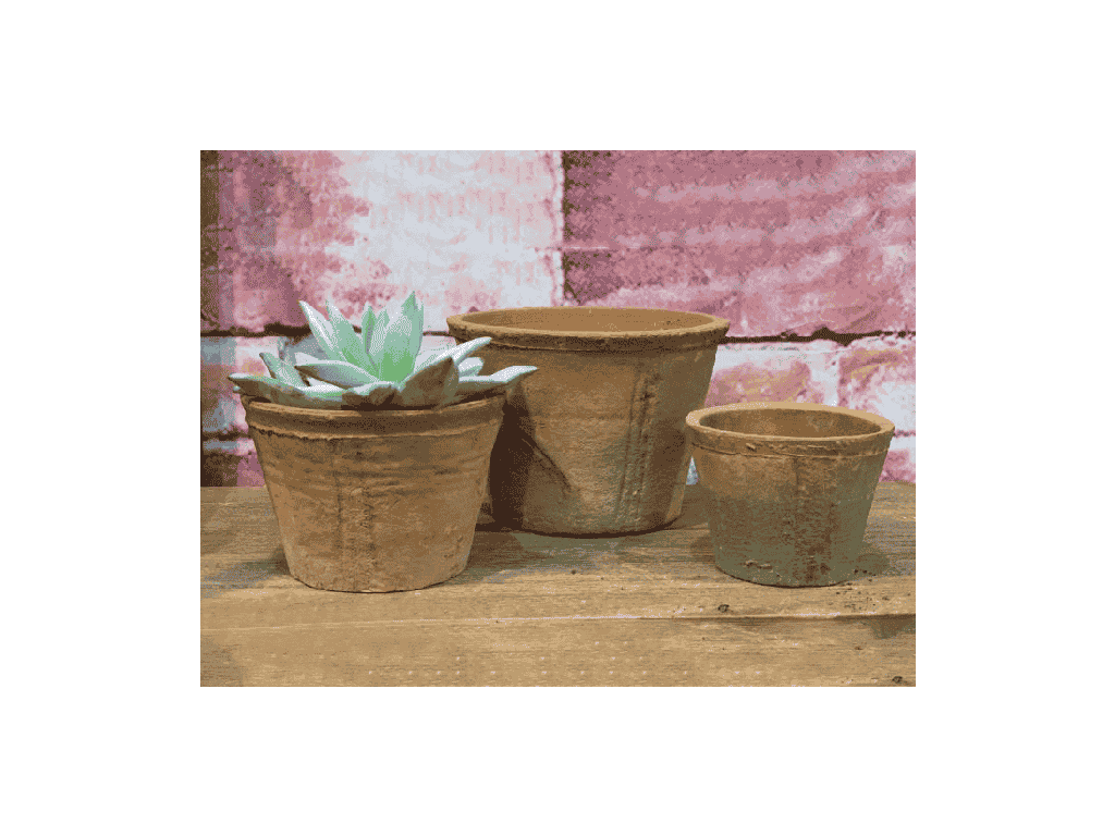 [IP-T1008MRS-S3-C12] WEMBLEY TERRA COTTA FARM POTS, MOSSED REDSTONE, 6.0"X5.0", 5.5"X4.0", 4.0"X3.0" (SOLD IN CASE OF 12 SETS)