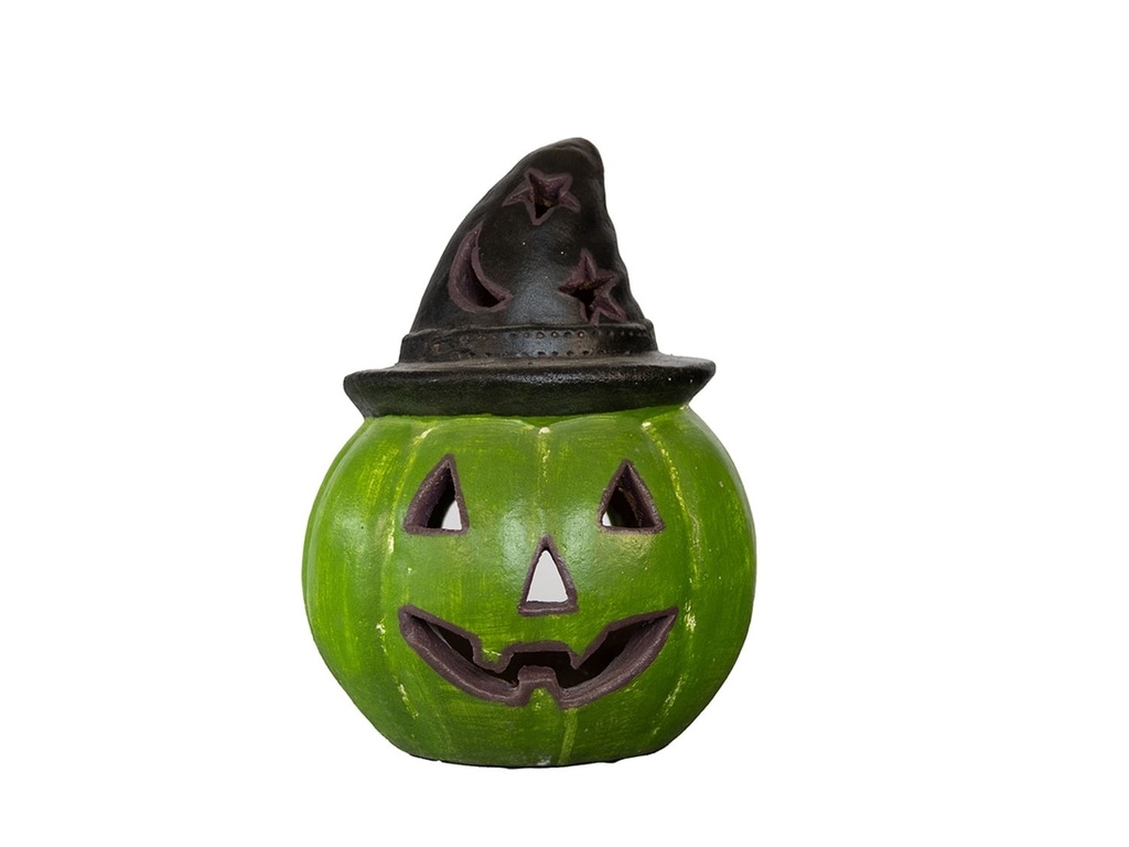 [MC-AP0022GRN] HALLOWEEN PUMPKIN WITH WIZARD HAT, GREEN, 10.0"X13.5"