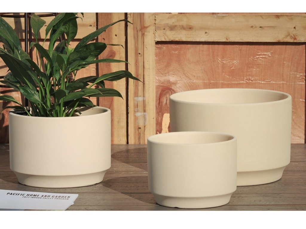 [PC-3305ICL-S3] LARGE VENUS PLANTER, IVORY CLAY, SET OF 3-  12"X8.5", 10"X7", 8"X6"