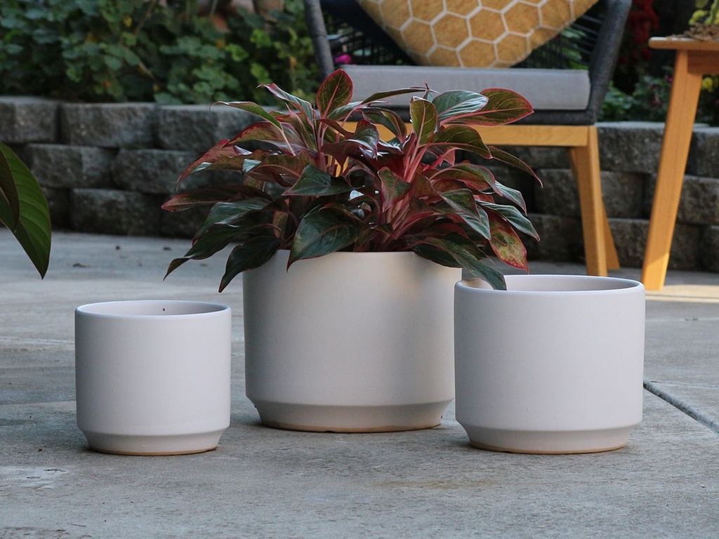 [PC-3306CWH-S3] LARGE COMET PLANTER , CLOUD WHITE, SET OF 3- 12"X10" 10"X8.5" 8"X8"
