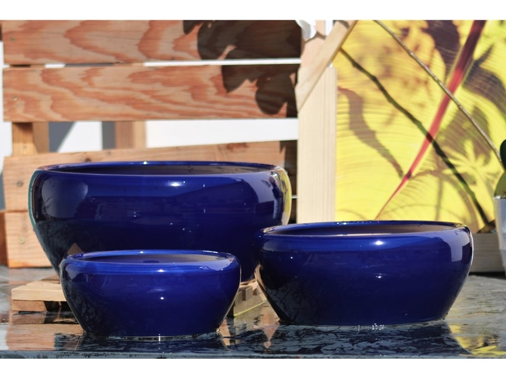 [PC-3307RBL-S3] BONSAI BOWL PLANTER, ROYAL BLUE, SET OF 3- 13.5"X6.0", 11.0"X4.5", 8.5"X3.5"