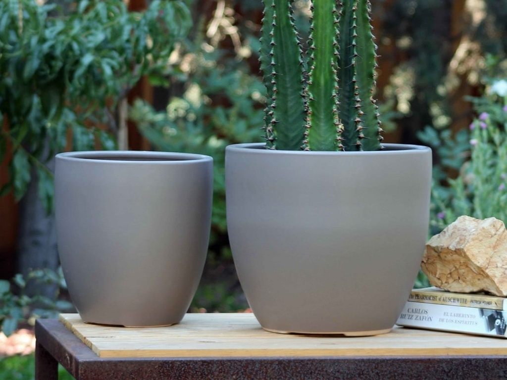 [PC-3309PTP-S3] LARGE JUPITER PLANTER, PASTEL TAUPE, SET OF 3- 15.5"X14", 13"X12", 10"X10"