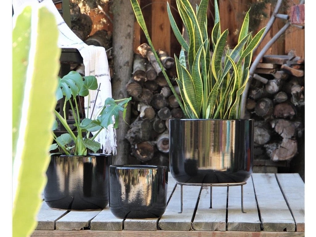 [PC-3310SBK-S3] LYNX PLANTER, SABLE BLACK, SET OF 3- 16.0"X12.0", 13.0"X10.0", 10.0"X9.0"