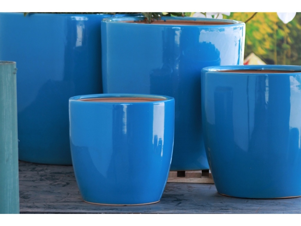 [PC-3502HDB-S4] FIDDLE LEAF TREE PLANTER, HYDRANGEA BLUE, SET OF 4- 19"X17" 16"X16" 13"X13", 10.5"X10.5"