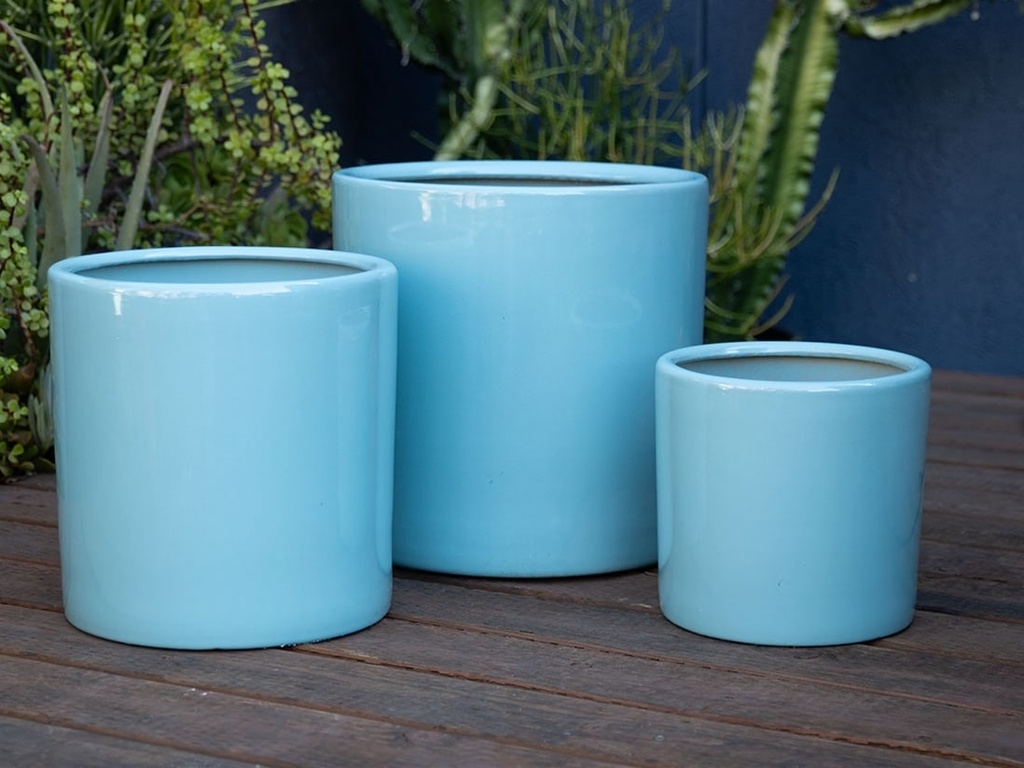 [PC-3503AMB-S3] DRACAENA PLANTER, AQUA MARINE BRIGHT, SET OF 3- 16"X16", 13"X13", 10.5"X10"