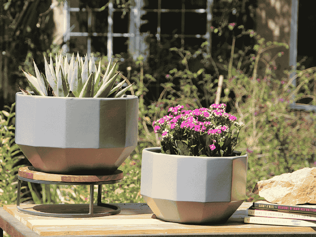 [PC-T3001HGY-S2] APOLLO PLANTER , HEATHER GREY, SET OF 2- 14.0"x8.5" 12.0"x7.5"