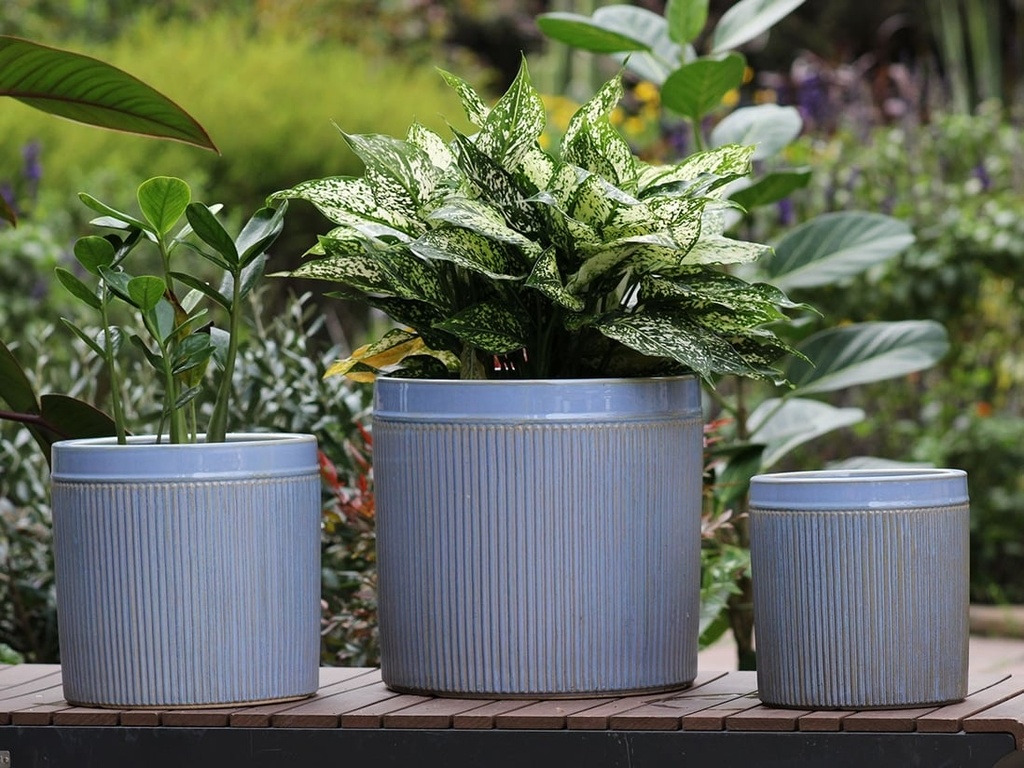 [PD-5002PTB-S3] FUCHSIA PLANTER, PASTEL BLUE, SET OF 3- 12"X12",  9.5"X9.5", 8"X8"