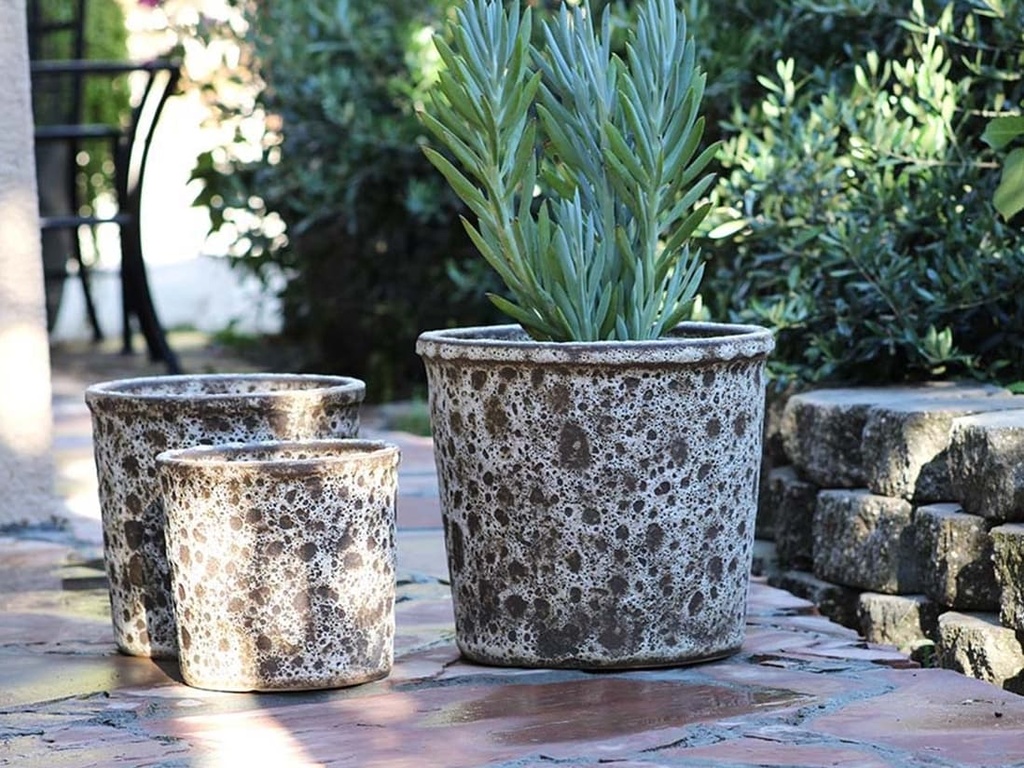 [PD-5005AGB-S3] OXFORD PLANTER, AEGEAN BROWN, SET OF 3- 15"X13.5", 12"X12", 10"X9"