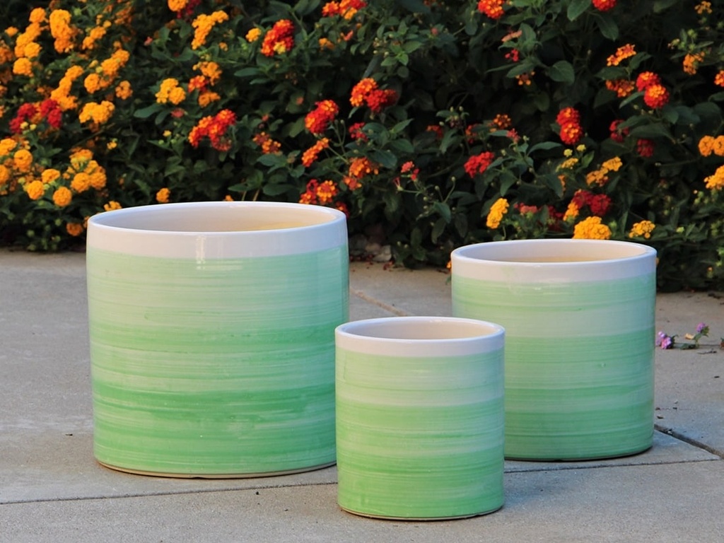[PD-5006OMG-S3] EASTER LILY PLANTER, OMBRE GREEN, SET OF 3- 15"X13.5", 12"X12", 10"X9"