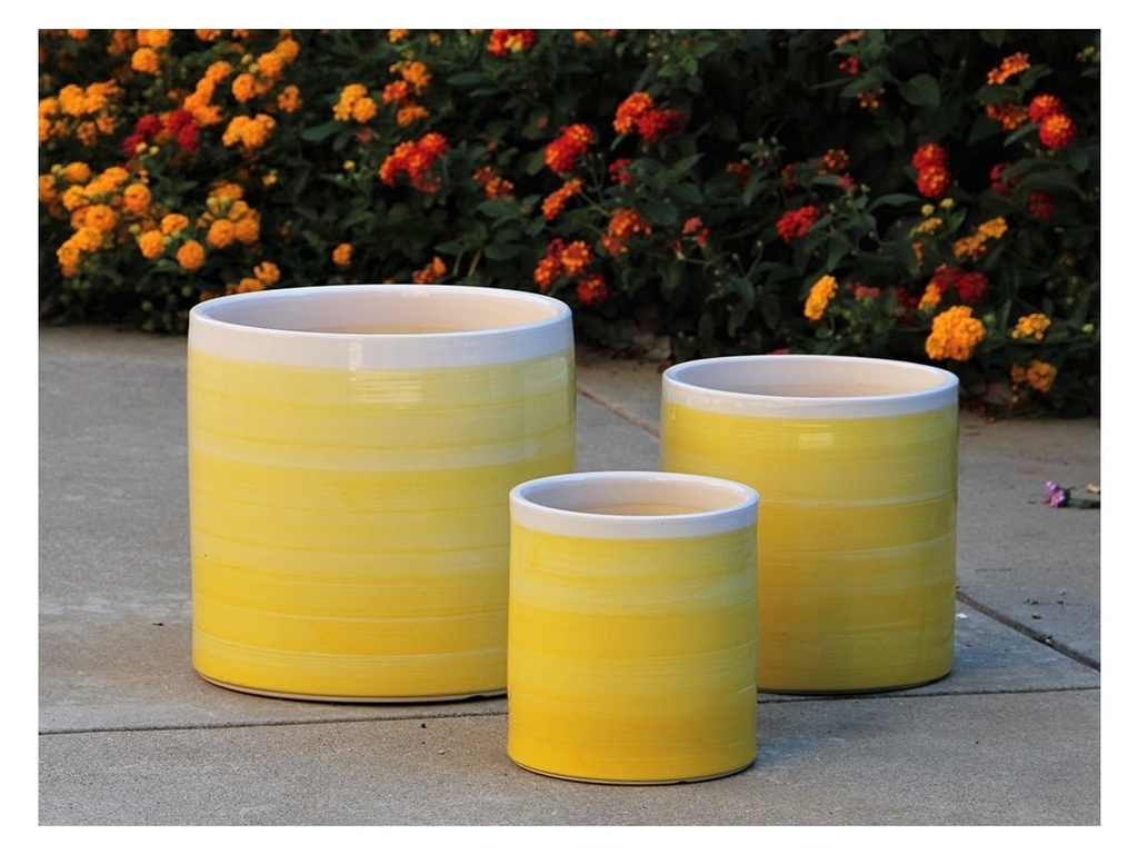 [PD-5006OMY-S3] EASTER LILY PLANTER, OMBRE YELLOW, SET OF 3- 15"X13.5", 12"X12", 10"X9"