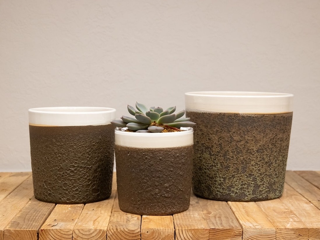 [PD-5020AGG-S3] CIRCO PLANTER, AEGEAN GREEN, SET OF 3, 15"X13.5", 12"X11.5", 10"X9"