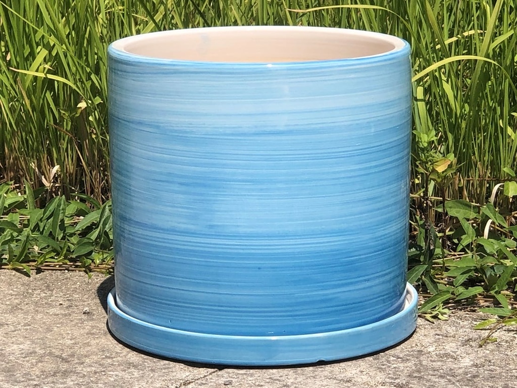 [PD-A5006OMB-B-C2] EASTER LILY WITH W/ SAUCER, OMBRE BLUE, 9.5"X9.5", SOLD IN CASE OF 2