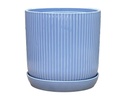 FLUTED CYLINDER PLANTER WITH ATTACHED SAUCER, PASTEL LAVENDER, 7.0"x 7.5", SOLD IN CASE OF 6