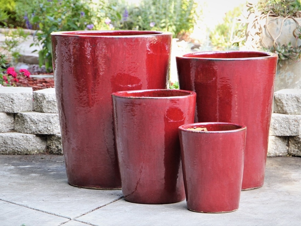 [PF-9039OXR-S4] VASO PLANTER, OX RED, SET OF 4- 22.0"X27.0", 17.5"X24.0", 14.0"X18.0", 11.0"X13.5"