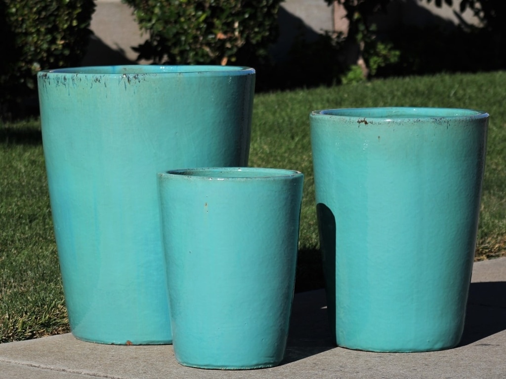 [PF-9039TUQ-S3] VASO PLANTER, TURQUOISE, SET OF 3- 17.5"X24.0", 14.0"X18.0", 11.0"X13.5"