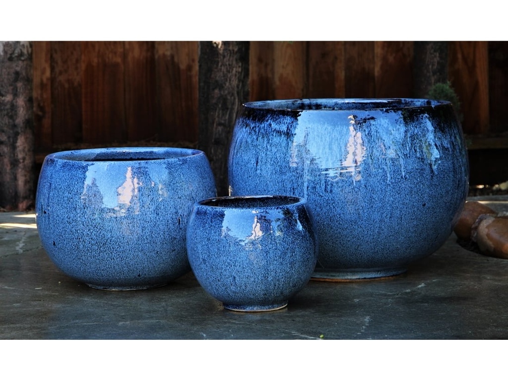 BOWL PLANTER, MARBLE BLUE, SET OF 3- 23.0"X16.0", 16.5"X12.0", 12.0"X9.5"