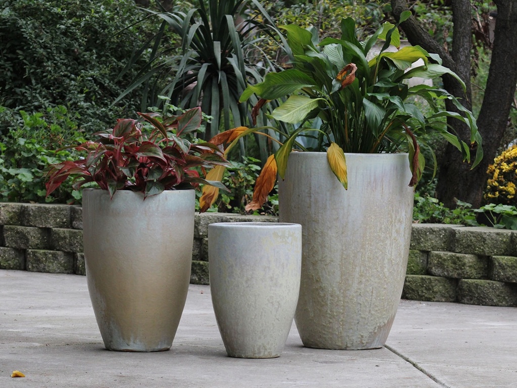 [PF-9183WHS-S3] MIAMI PLANTER, WHITE SPECKLE, SET OF 3- 18.0"X25.5", 14.5"X21.0", 12.0"X18.0"