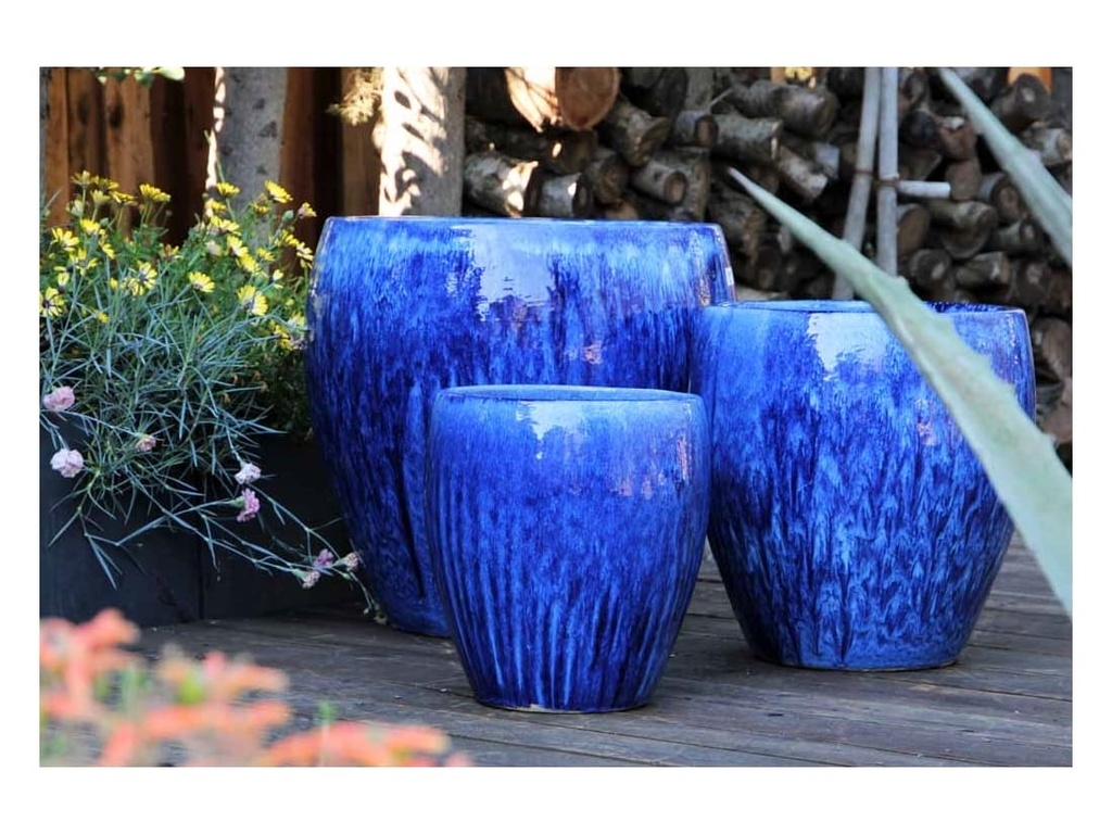 [PF-9270BSB-S4] VICTORIA AGAVE PLANTER, BLOSSOM BLUE, SET OF 4- 19.5"X21", 15.5"X16.5", 11"X12.5", 8"X7"