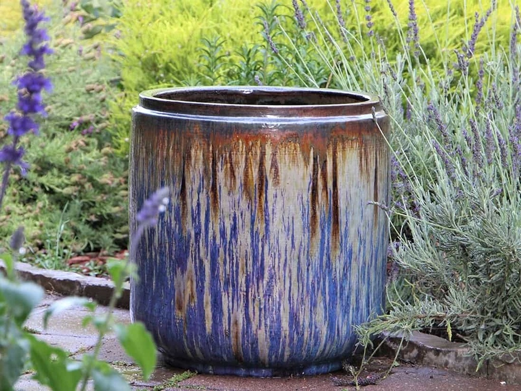 [PF-9620RVL-S3] LANTANA PLANTER, RED COPPER ON VIOLET, SET OF 3- 19.5"X19.5", 14.5"X15.5", 10"X11"