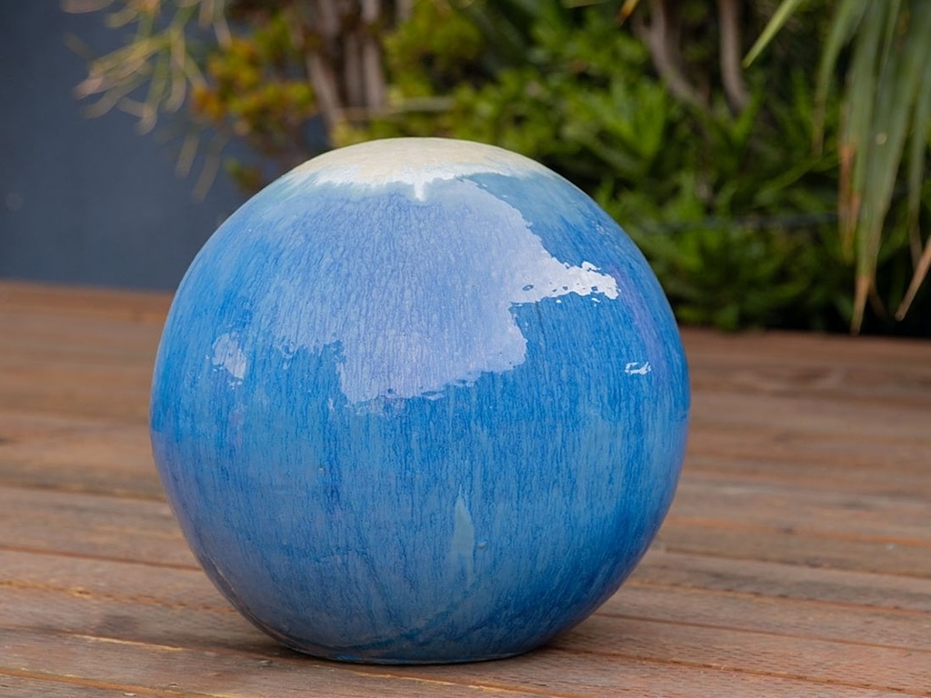 [PF-A5000PSB-B] DECORATIVE SPHERE, PEARL ON SEA FOAM BLUE, 16"