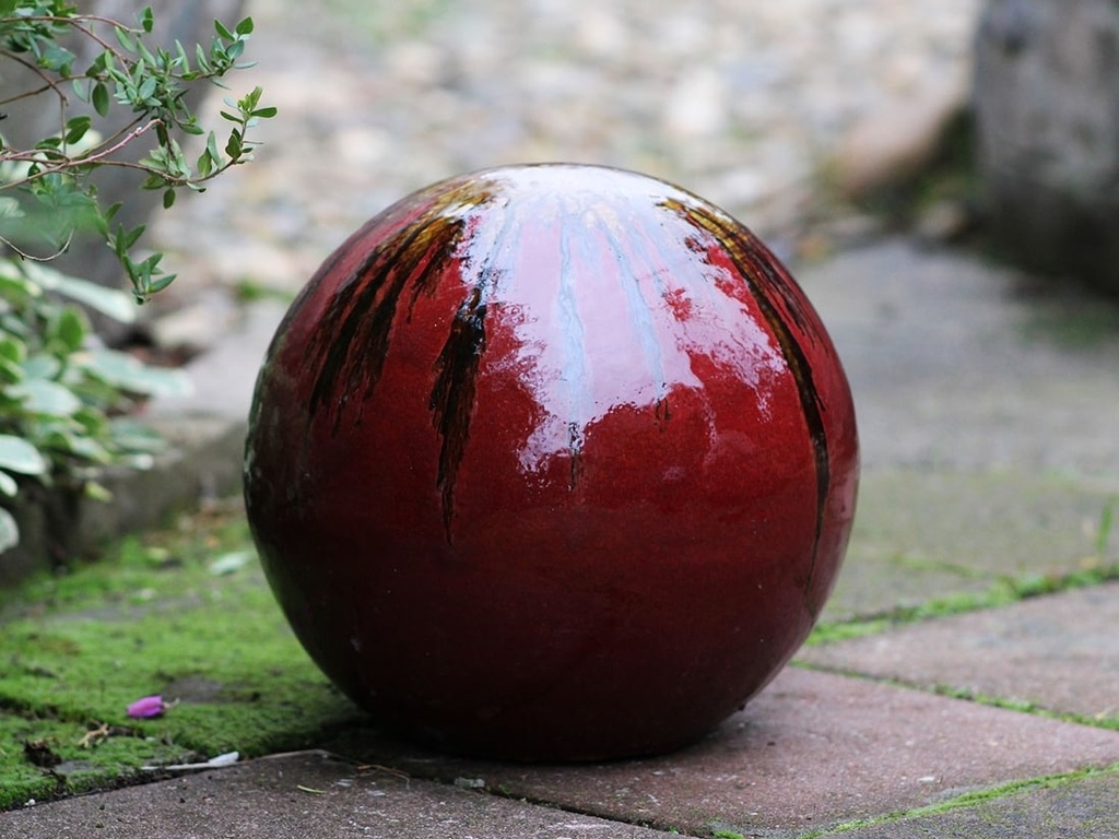 [PF-A5000ROX-C] DECORATIVE SPHERE, RED COPPER ON OX RED, 12"